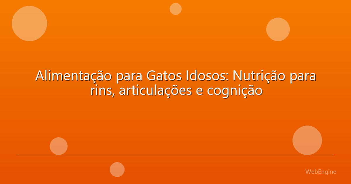 Alimentação para Gatos Idosos: Nutrição para rins, articulações e cognição