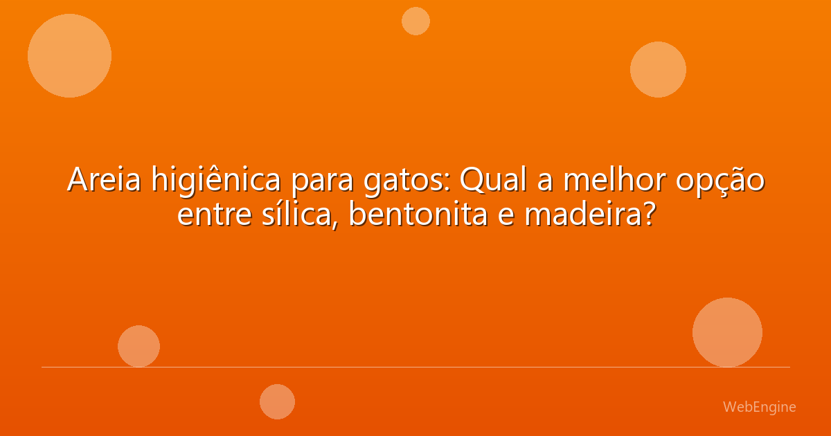 Areia higiênica para gatos: Qual a melhor opção entre sílica, bentonita e madeira?