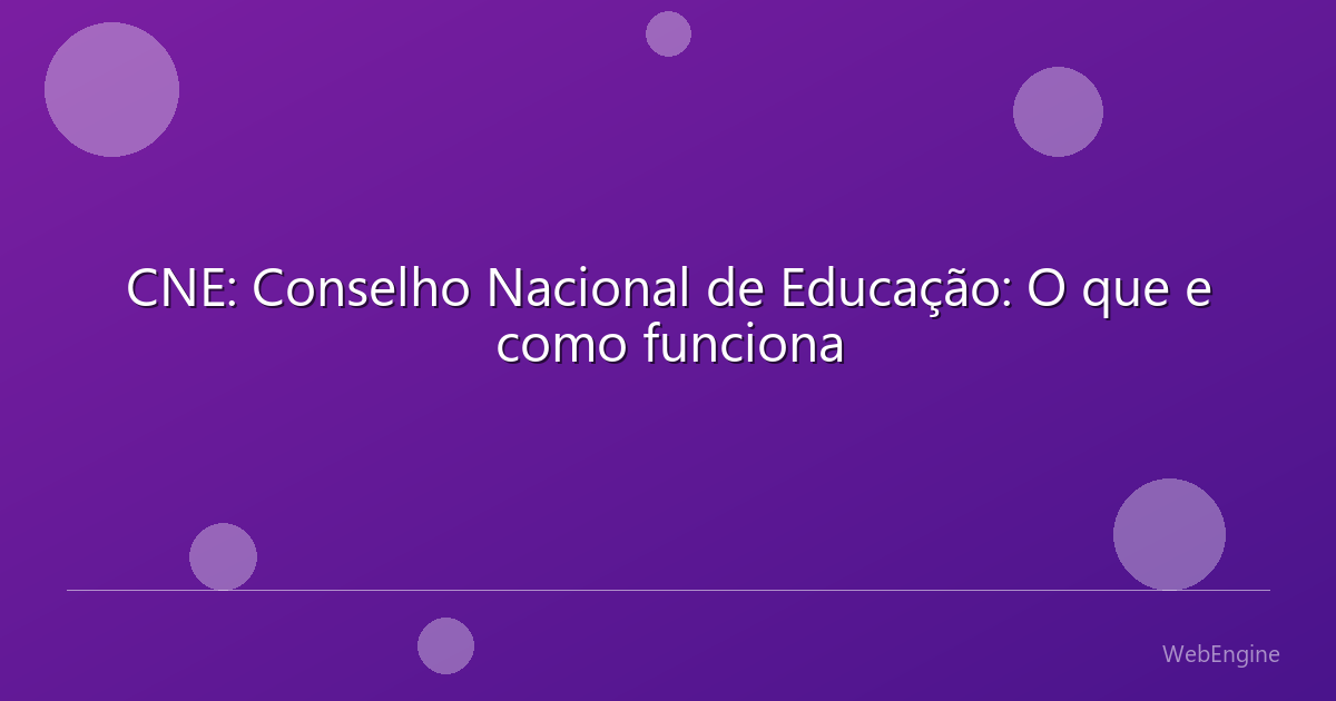 CNE: Conselho Nacional de Educação: O que e como funciona