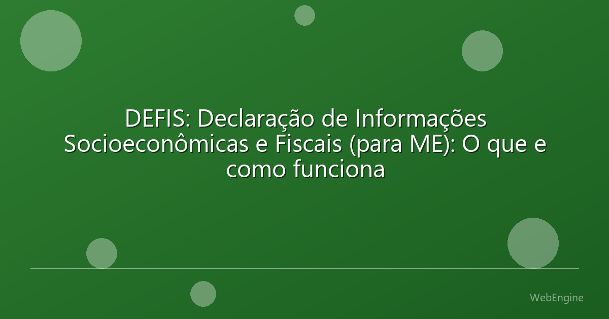 DEFIS: Declaração de Informações Socioeconômicas e Fiscais (para ME): O que e como funciona