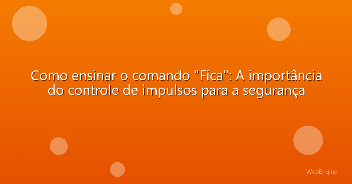 Como ensinar o comando 