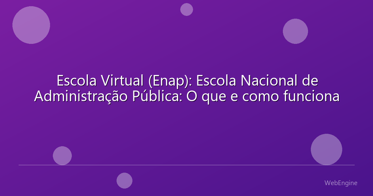 Escola Virtual (Enap): Escola Nacional de Administração Pública: O que e como funciona