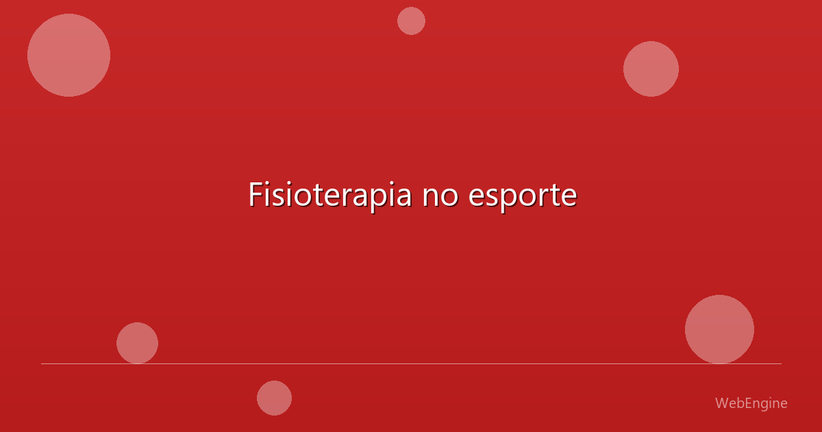 Fisioterapia no esporte