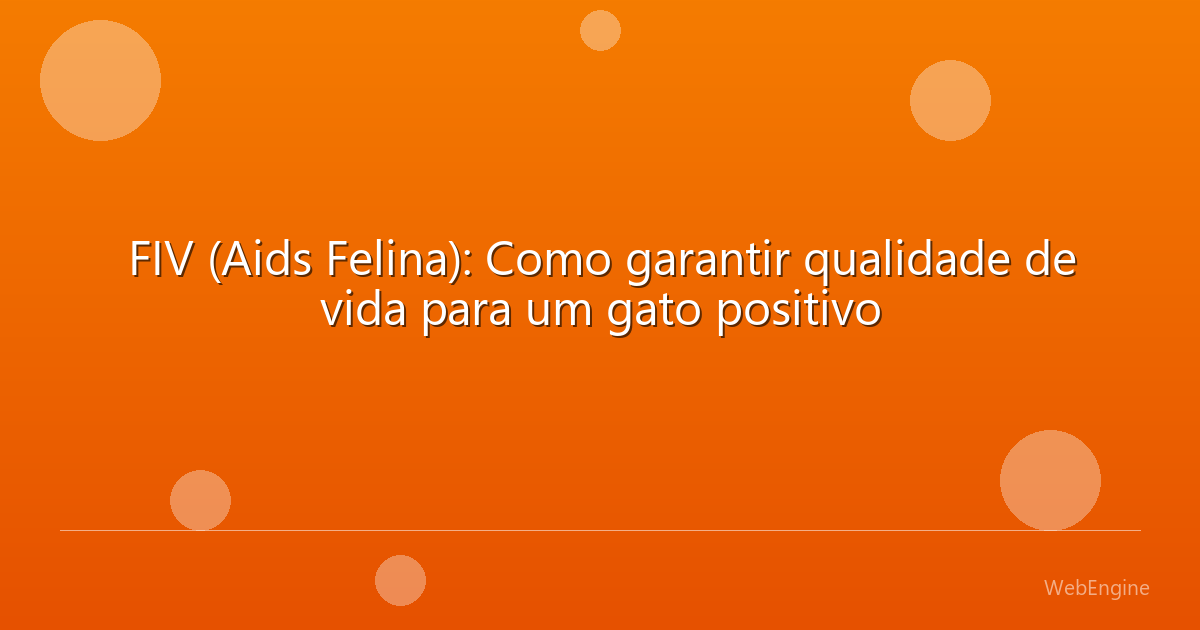 FIV (Aids Felina): Como garantir qualidade de vida para um gato positivo