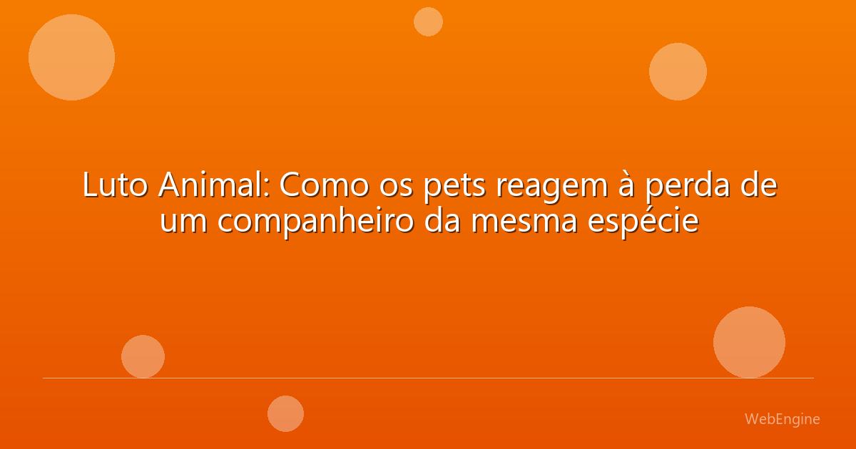 Luto Animal: Como os pets reagem à perda de um companheiro da mesma espécie
