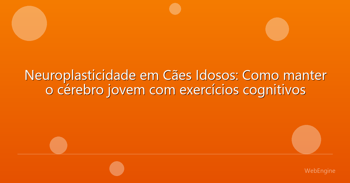 Neuroplasticidade em Cães Idosos: Como manter o cérebro jovem com exercícios cognitivos
