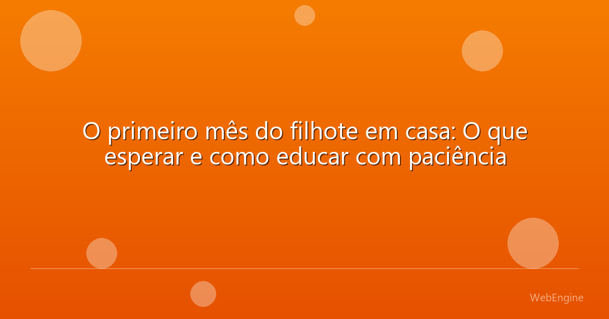 O primeiro mês do filhote em casa: O que esperar e como educar com paciência