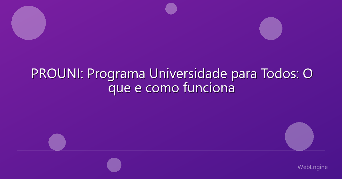 PROUNI: Programa Universidade para Todos: O que e como funciona