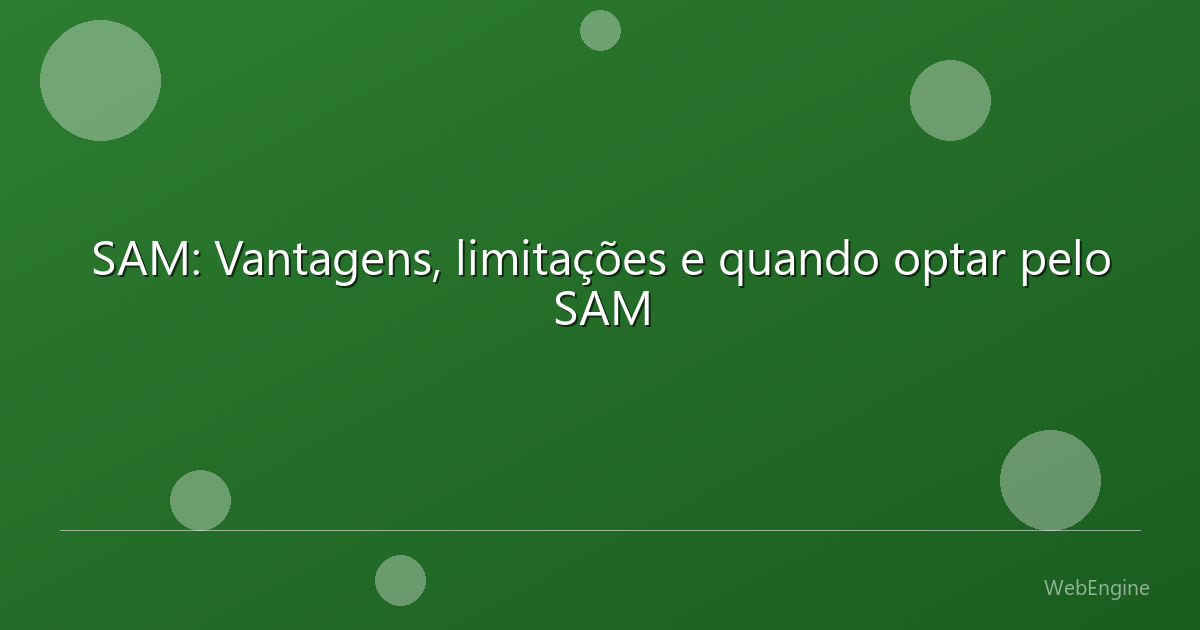 SAM: Vantagens, limitações e quando optar pelo SAM