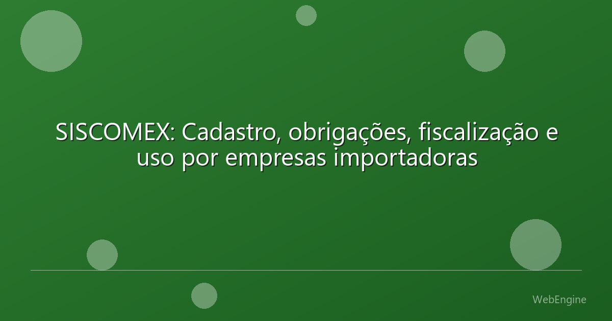 SISCOMEX: Cadastro, obrigações, fiscalização e uso por empresas importadoras